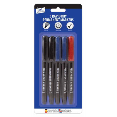 Tallon Bullet Tip Rapid Dry Permanent Markers Assorted Colour 5Pk 1157 48