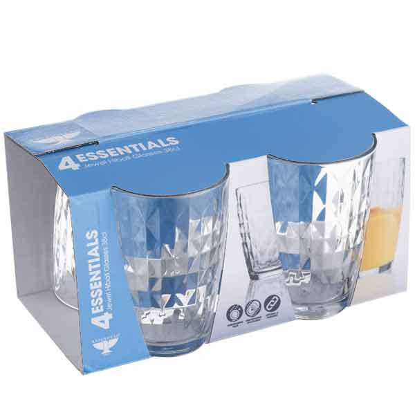 Ravenhead Essentials Strong and Durable Jewel Mixer Glasses Clear 31cl Set of 4-Pieces 0040.476