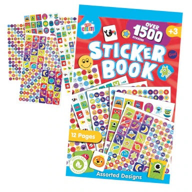 Design Group Kids Create 12 Pages Arts and Crafts Sticker Book Assorted Set of 1500-Pcs STBI 3