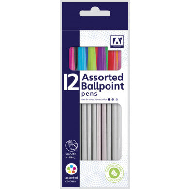 Design Group A Star Stationery Smooth Writing Colouring Ballpoint Pens Assorted Colour 0.05ml Pack of 12-Pieces MCPB