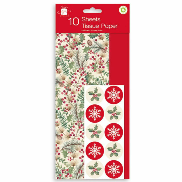 Design Group Giftmaker Foliage Design Tissue Paper Sheets with 10 Seal Tabs Multicolour Set of 10-Pcs XAKGA103