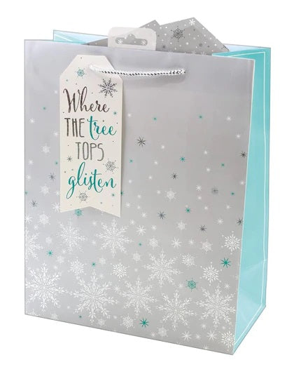 Design Group Giftmaker Ice Snowflakes Design Gift Bag With Text Tag Where The Tree Tops Glisten Multicolour Medium XALGB67M