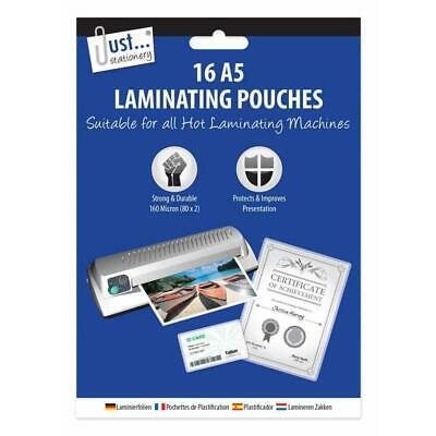 Tallon Just Stationery 140 Micron Strong and Durable Laminating Pouches White A5 Pack of 16 5918