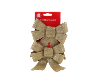 Design Group Giftmaker Christmas Wreath Glitter Bows Golden Set of 2-Pcs XAKGA350