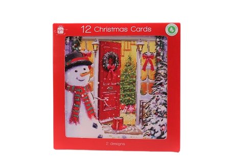 Design Group Giftmaker Two Assorted Design Festive Home Christmas Cards Multicolour Set of 12-Pcs XALGC816