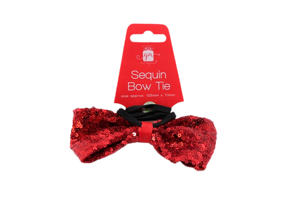 Design Group Giftmaker Glitter Design Sequin Bow Tie Red 125mm x 70mm XALGZ414