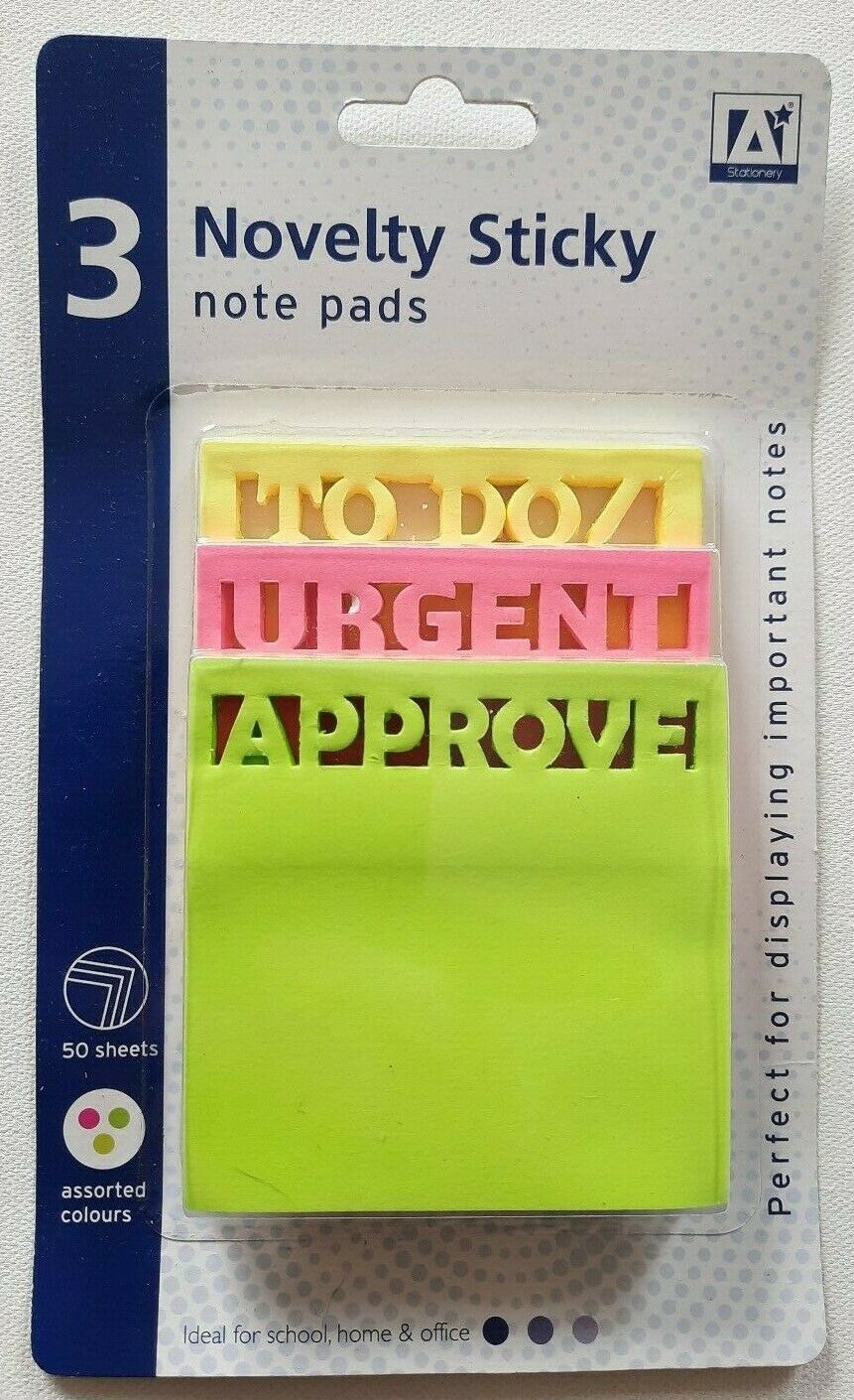 Design Group Novelty Sticky Note Pads Assorted Colour 3-Piece DCSI