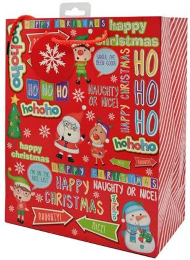 Design Group Large Christmas Kids Gift Bag With Gift Tag Rope Handle Multicolour XALGB13L