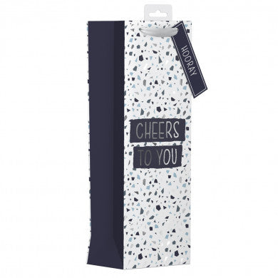 IG Design Group Hooray Cheers To You Terrazzo Text Bottle Bag Assorted Small YALGB02B-1