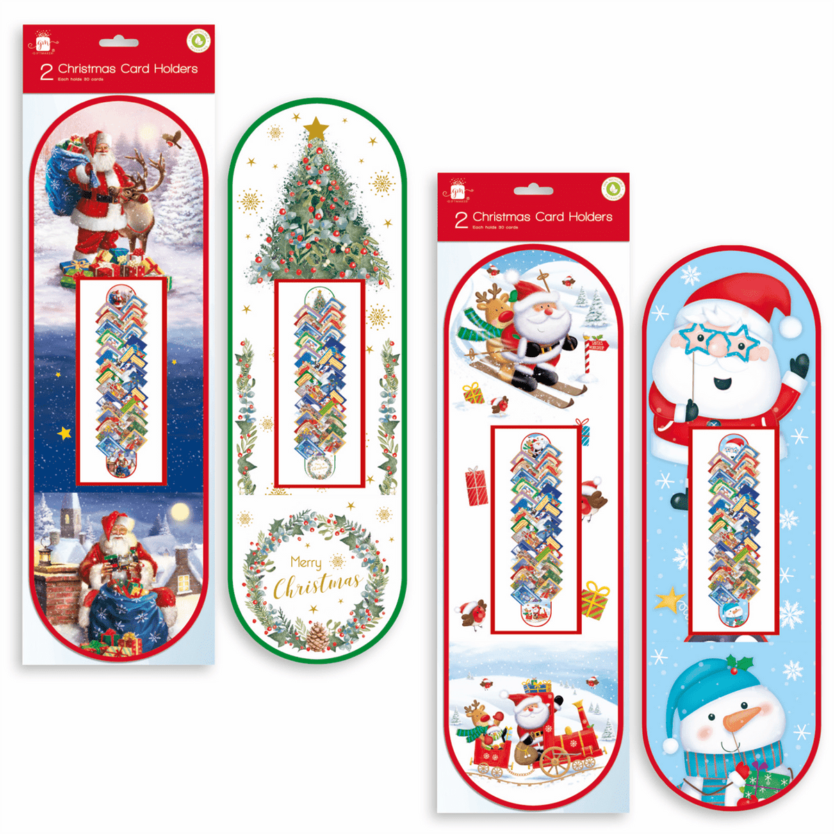 Design Group Giftmaker Traditional and Cute Christmas Card Holders Assorted 16 x 42cm 2Pk XALGA503