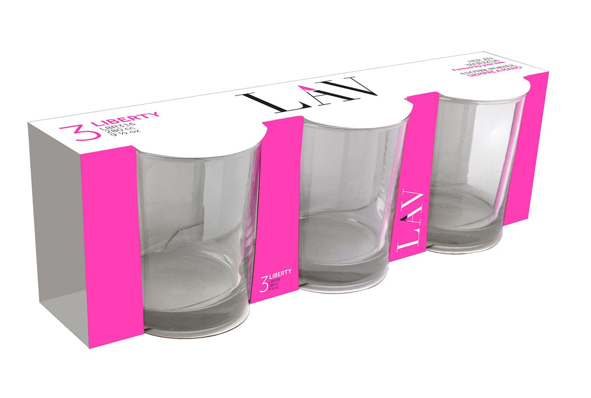 Lav Liberty Collection Cheery Settings Whisky Glasses Clear 280cc 9.5oz Set of 3-Pcs LBR316