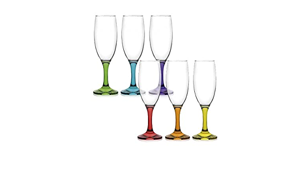 Lav Coral Misket Collection Coloured Shampagne Glasses In Gift Box Clear 190cc 6.5oz Pack of 6-Pcs MIS535 