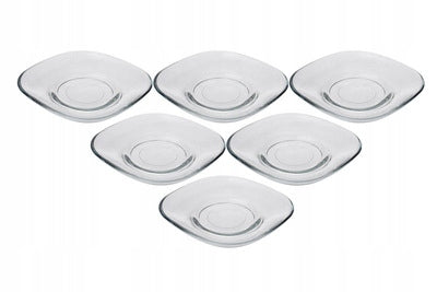 Lav Zen Collection Dishwasher Safe Glass Tea and Cookie Duo Saucer In Gift Pack Clear D 139mm x H 20mm Pack of 6-Pcs ZEN277