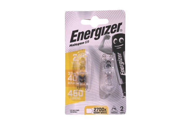 Energizer Eco G9 Halogen Bulb Warm White 33W 2Pk S5410