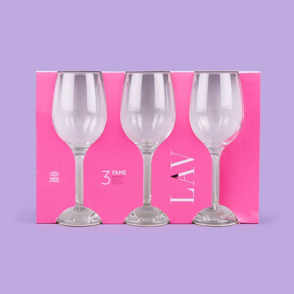 LAV Fame Wine Glasses Clear 300cc 3Pk FAM523