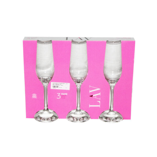 Lav Empire Champagne Glasses Clear 220cc 3Pk EMP541