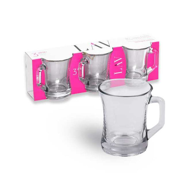 Lav Zen Plus Tea Mug Clear 225cc 3Pk ZPL404