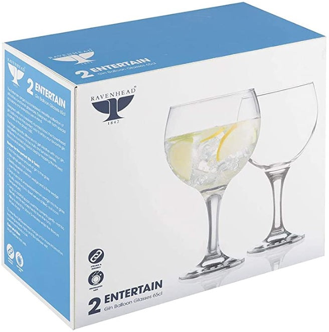 Ravenhead Entertain Gin Balloon Glasses Clear 65cl Set of 2 49313