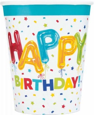 Tallon Assorted Happy Birthday Paper Cups 9oz 8Pk C116779