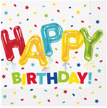 Tallon Happy Birthday Three Ply Paper Napkins Assorted 16Pk 17cm C116779