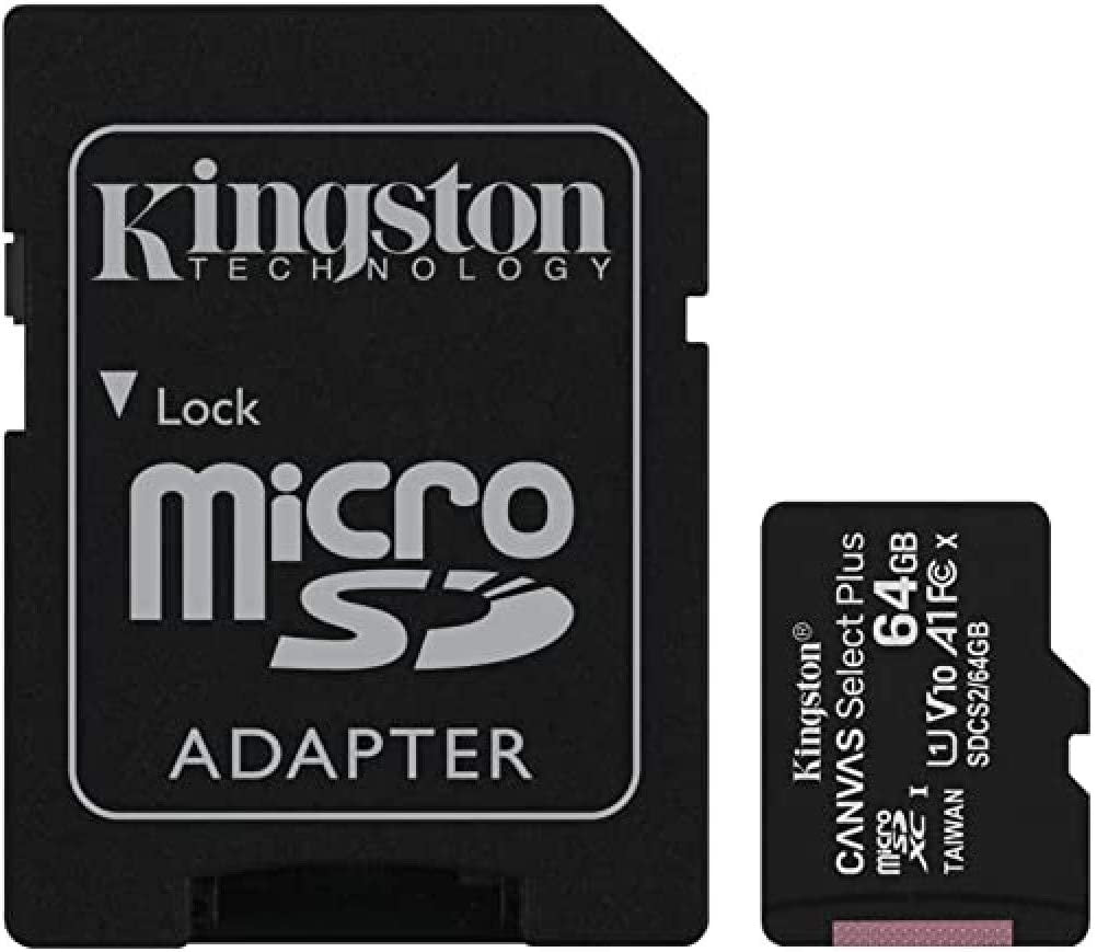 Kingston Canvas Select Plus microSD Card SDCS2 64GB Class 10 SD Adapter Included | 64GB microSD Card