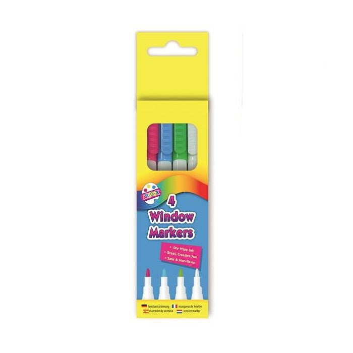 Tallon Artbox Non Toxic Dry Wipe Ink 4 Window Markers Multicolor 2005477