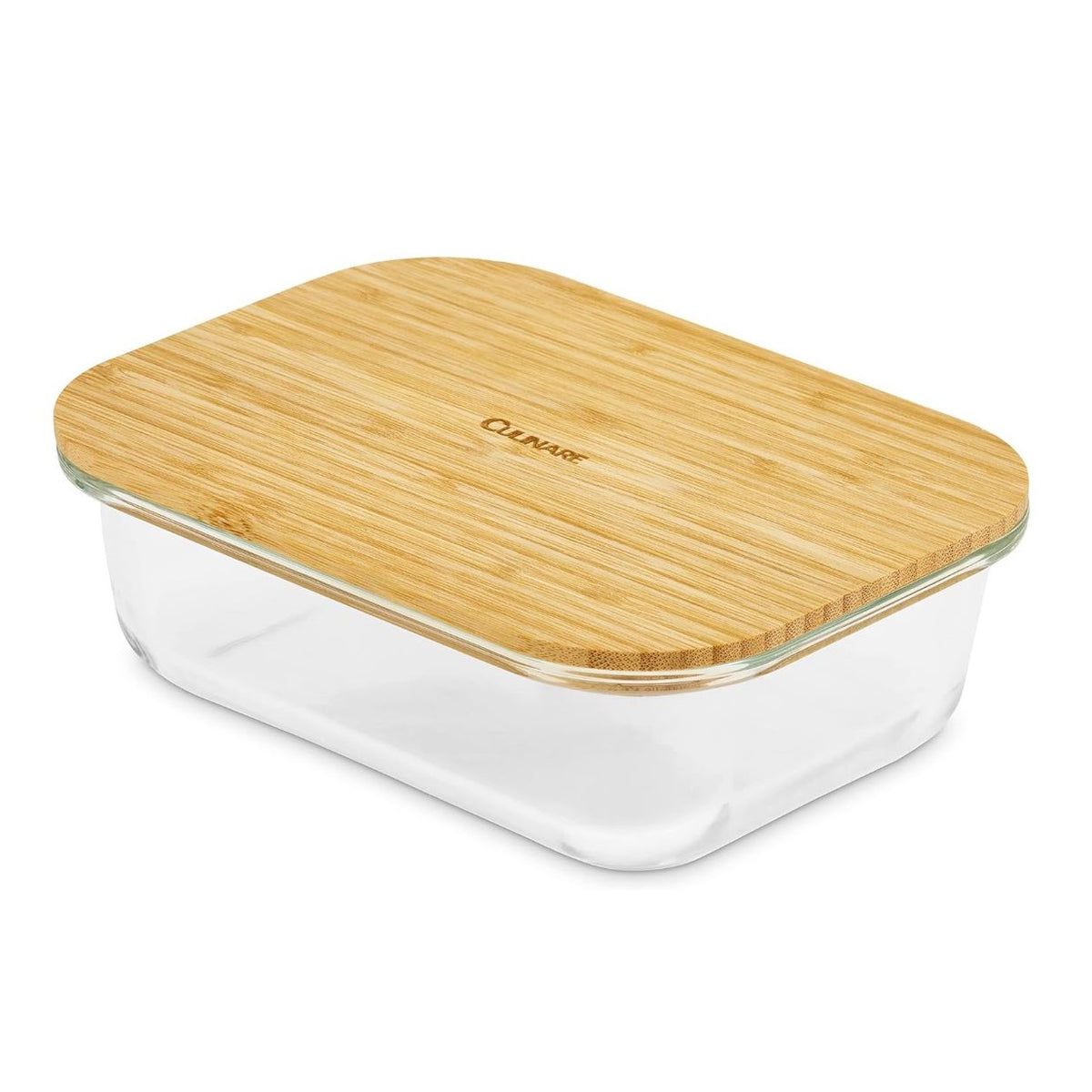 Culinare Glass Food Storage Container with Natural Bamboo Lid Clear 640ml C70023