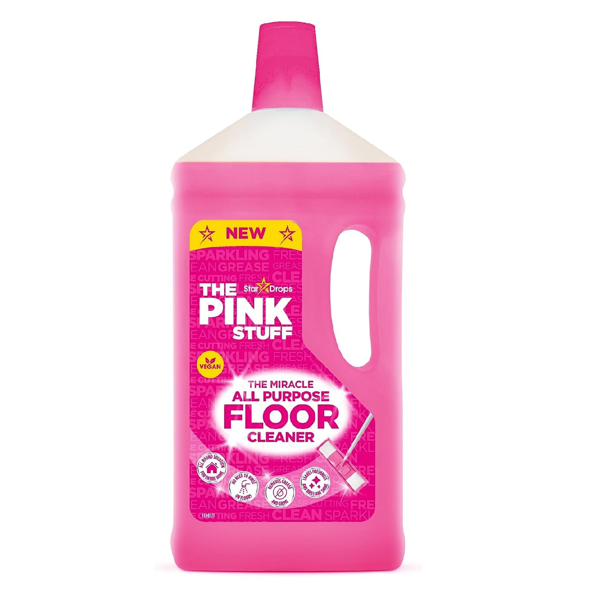 Star Drops The Pink Stuff Miracle All Purpose Floor Cleaner Pink 1Ltr BL903-1 | Powerful Stain Remover and Grease Cutter