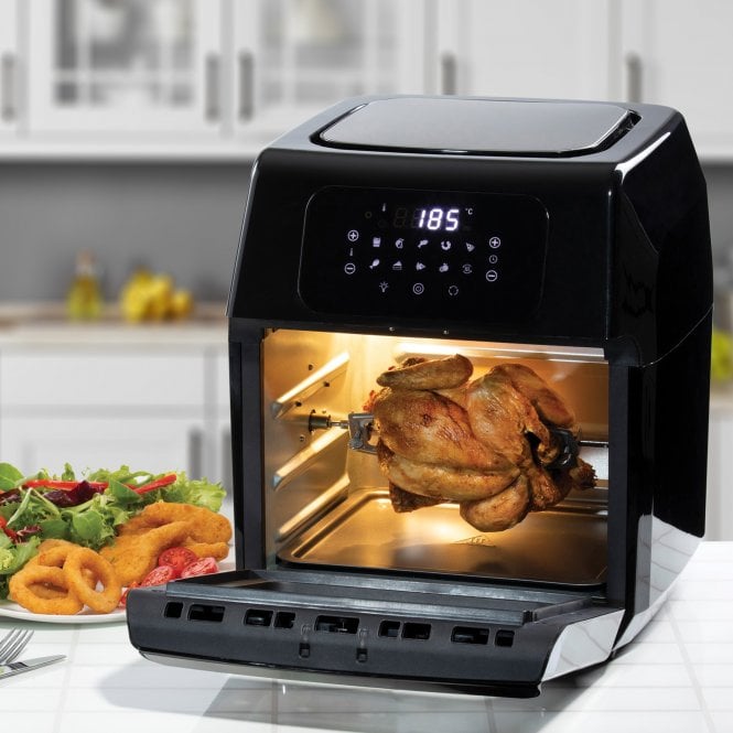 Daewoo Rotisserie Air Fryer Oven with 2 Mesh Tray Black 12Ltr SDA2488