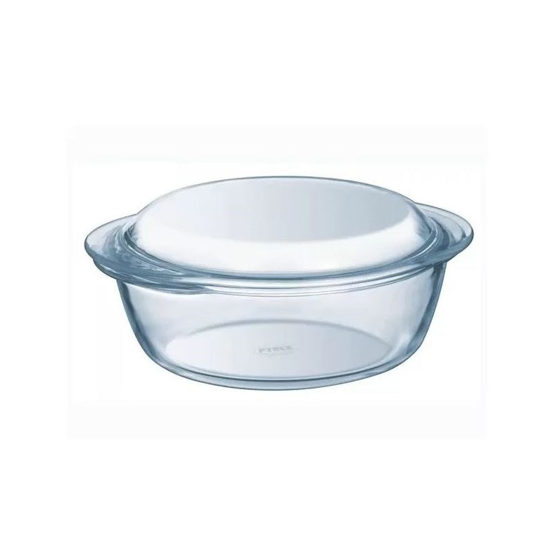 Pyrex Essentials Round Borosilicate Glass Casserole Clear 2.3Ltr 208A000 5043