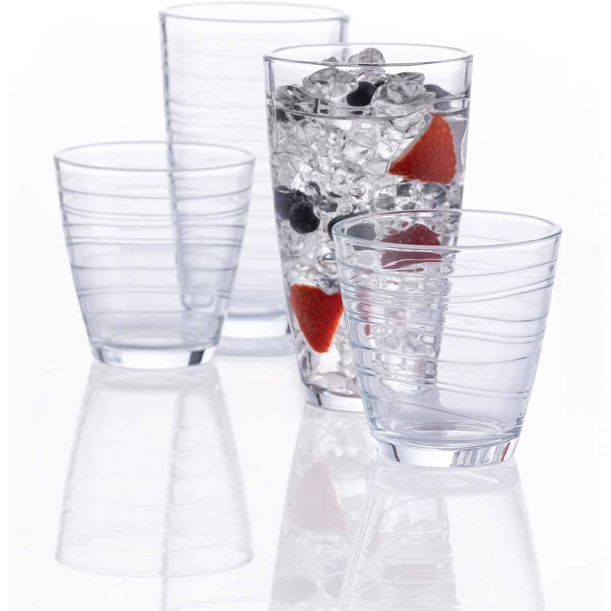 Ravenhead Essentials Swirl Mixer Glass Pack of 4 30cl 0040.014 | Strong and Durable | Dishwasher Safe | 300ml Capacity