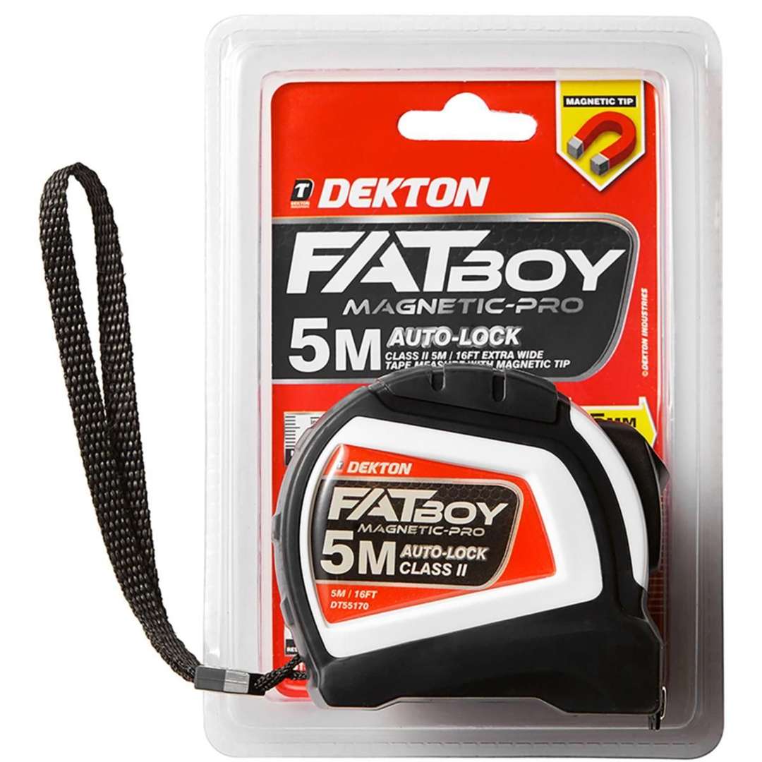Dekton Fatboy Magnetic-Pro Auto Lock Tape Measure 5Mtr x 25mm Black-White DT55170 | 16FT Extra Wide Tape Measure with Magnetic Tip