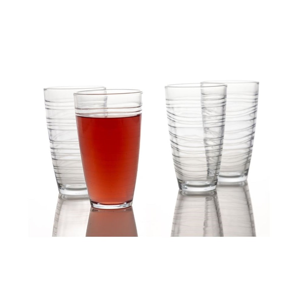 Ravenhead Essentials Strong and Durable Swirl Super Hiballs Glasses Clear 480ml Pack of 4 0040.013 | Dishwasher Safe | Dishwasher Stackable | Perfect for Everyday Use