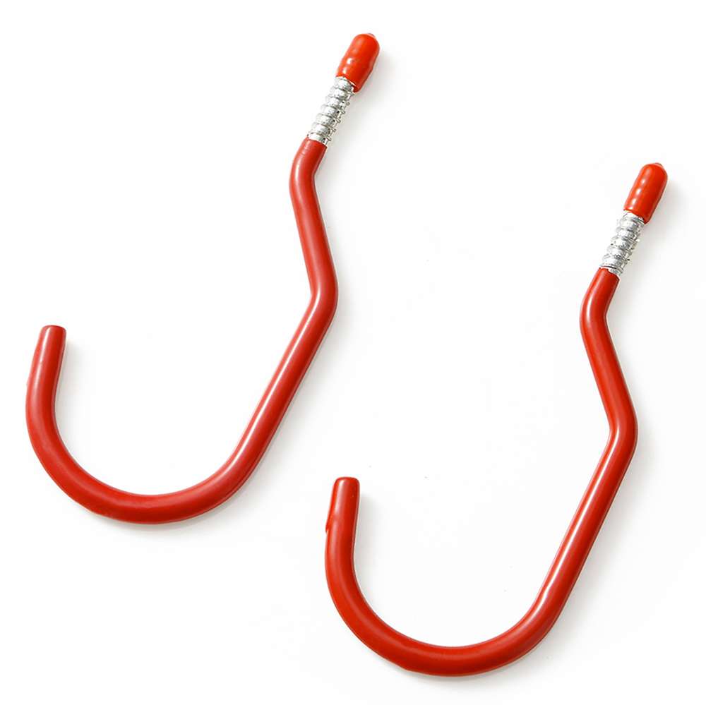 Dekton Bicycle Hooks Red 6-Inch Pack of 2 DT70564 | Plastic Coating | Ideal for Hanging Bycyles, Ladders and Tools