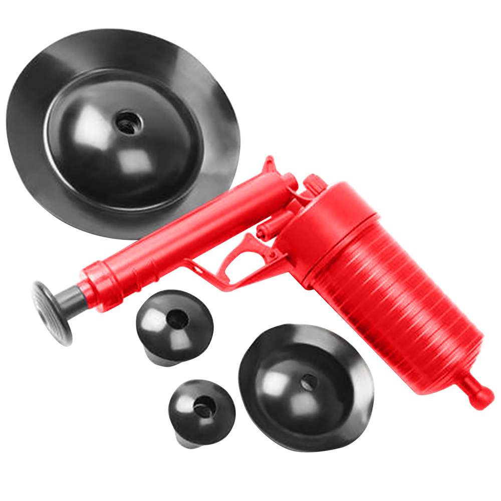 Dekton Drain blaster with Four Adaptors Red DT30340 | Clear Blocked Sinks | Drains Quickly | Pump Action Power Designed | Great at Clearing Showers | Reusable and Easy to Use