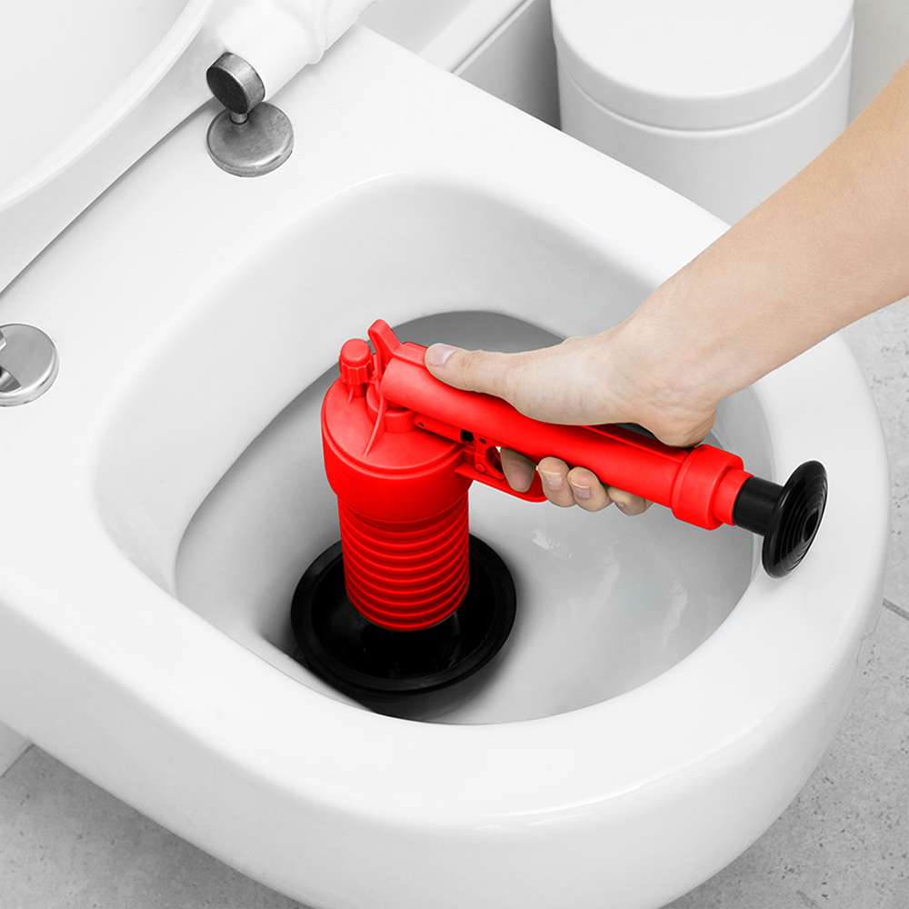 Dekton Drain blaster with Four Adaptors Red DT30340 | Clear Blocked Sinks | Drains Quickly | Pump Action Power Designed | Great at Clearing Showers | Reusable and Easy to Use