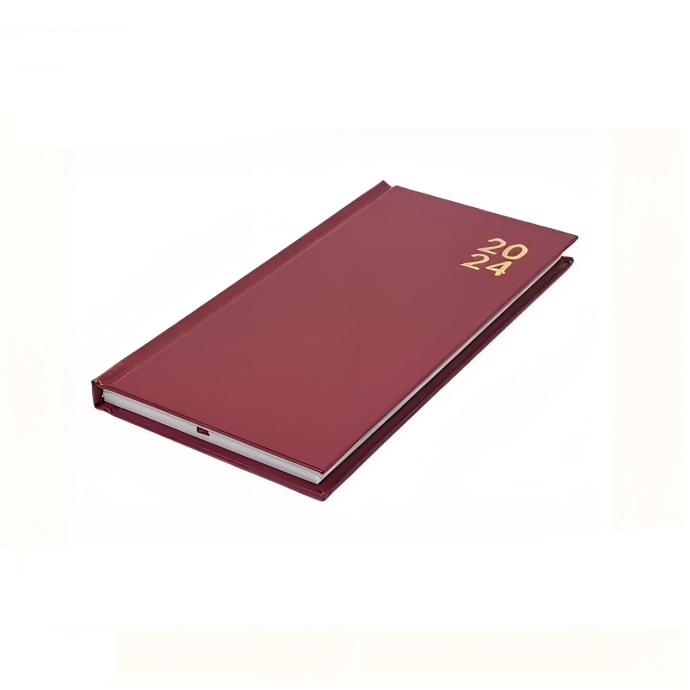 Design Group Premium Week-to-View Layout 2024 Slim Hardback Diary Red FSC-BASK24
