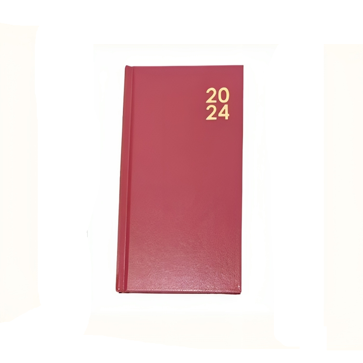 Design Group Premium Week-to-View Layout 2024 Slim Hardback Diary Red FSC-BASK24