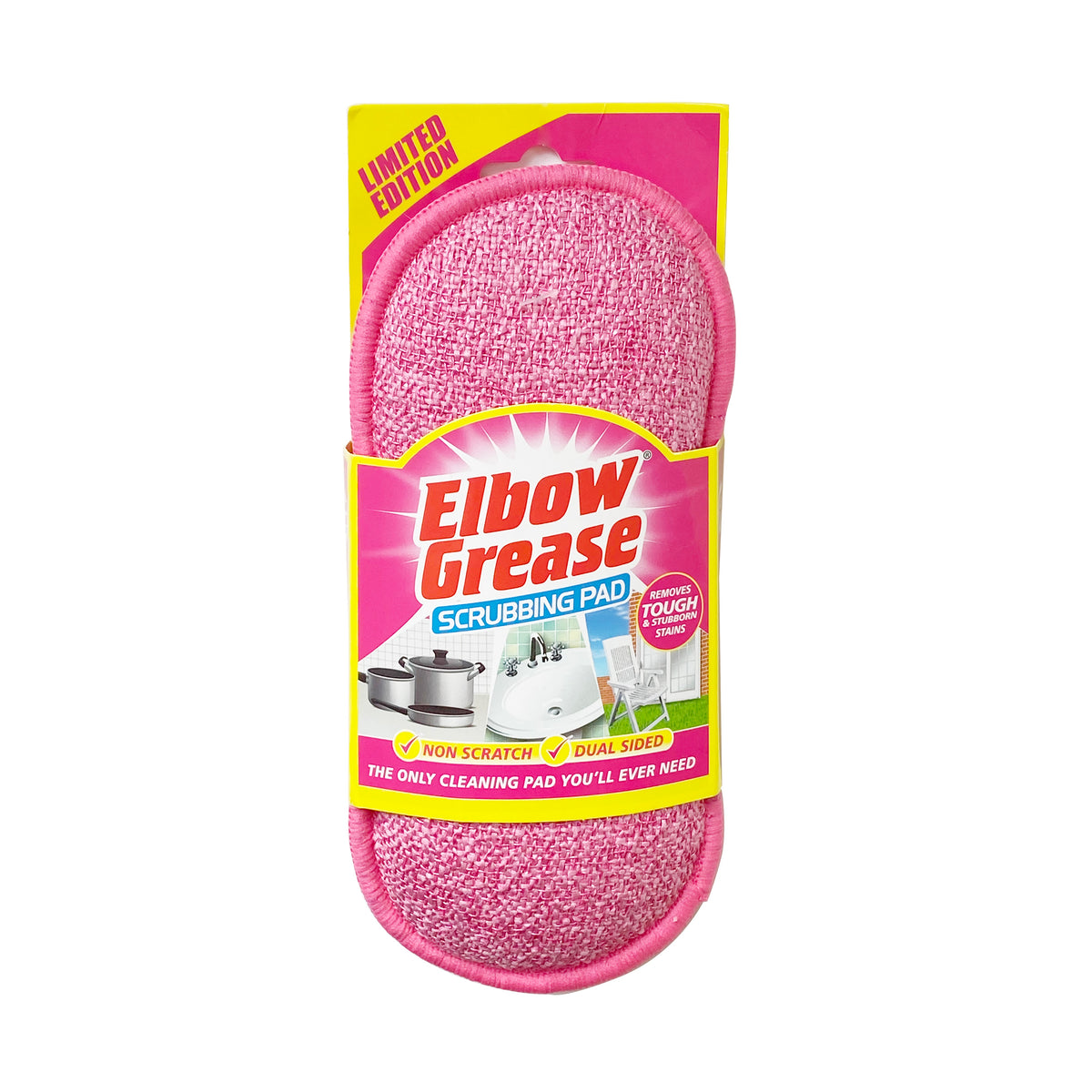 151 Elbow Grease Scrubbing Pad Pink EG64 | Non Scratch | Dual Sided | Removes Tough and Stubborn Stains | Ideal for Pots, Pans, kitchen, Bathroom, Sinks, Showers and Toilets