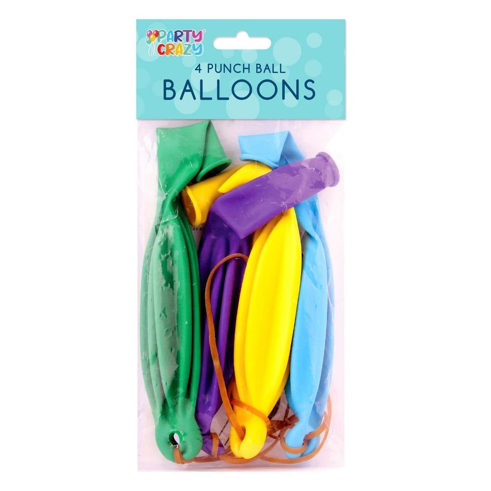 Tallon Party Crazy Punch Ball Balloons Assorted Colours Pack of 4