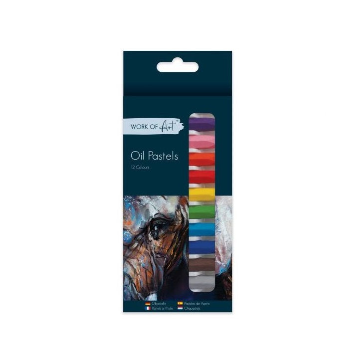 Tallon Work of Art Creamy Texture Oil Pastels Pack of 12 Assorted Colours 7363 | Use on Textured Paper for Best Results | Can be used with Variety of Techniques