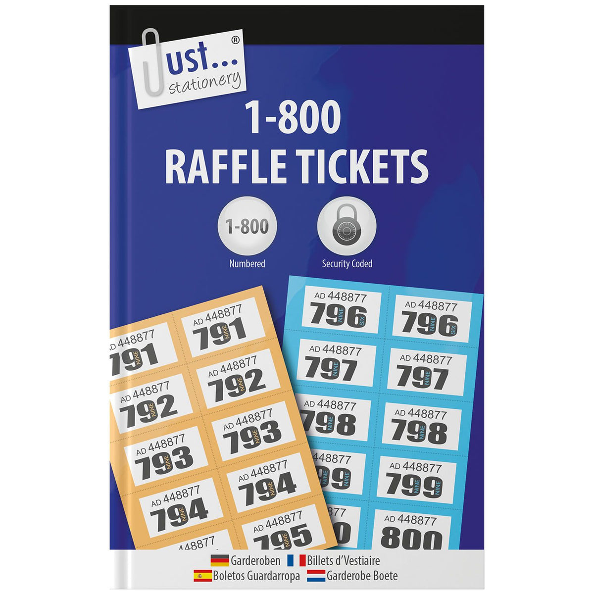 Tallon Just Stationery 1-800 Numbered Security Coded Raffle Tickets 8004-48