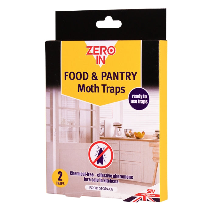 Zero In Food and Pantry Moth Trap Pack of 2 ZER711 | Chemical Free | Effective Pheromone Lure Safe in Kitchens and Food Storage | Long-lasting | Ready to Use