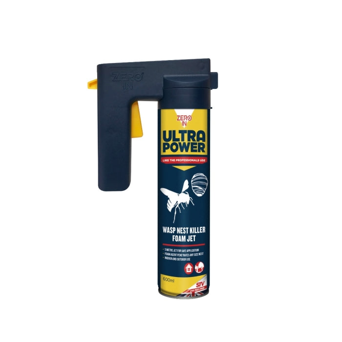 Zero In Wasp and Hornet Nest Killer Foam Blue and Yellow 600ml ZER556 | An Insecticidal Foaming Spray | Both Indoor and Outdoor Use | Trigger Aerosol