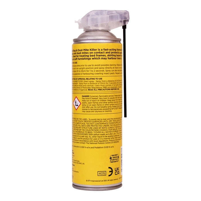Zero In Bed Bug and Dustmite Killer Blue and Yellow 500ml ZER567 | Ultra power |Dual Action Aerosol | Long-lasting Protection | Surface Treatment | Low Odour | Home and Commercial Use | Kills on Contact and Prevents The Spread of Allenrgens