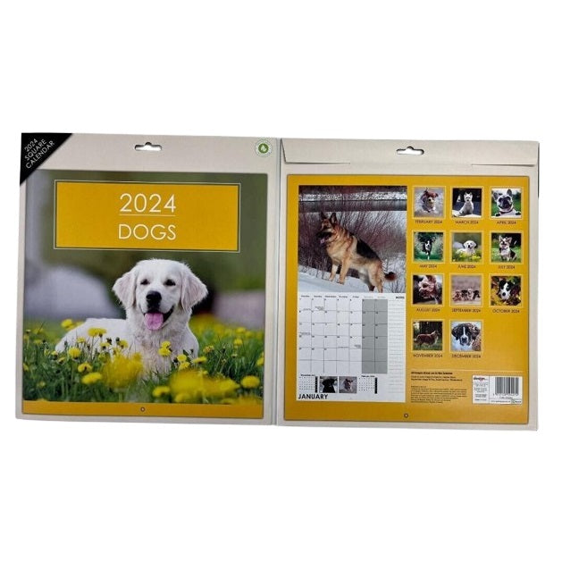 Design Group Pets 3 Designs 2024 Squre Wall Hanging Calendar YSQ24 | Hole Punched at the Top | Each Month is a New Picture