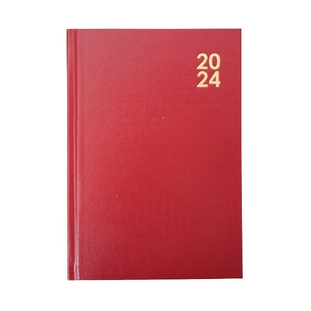 Design Group A5 Week To View Hardback Diary Red BASD24 | One Week On 2 Pages