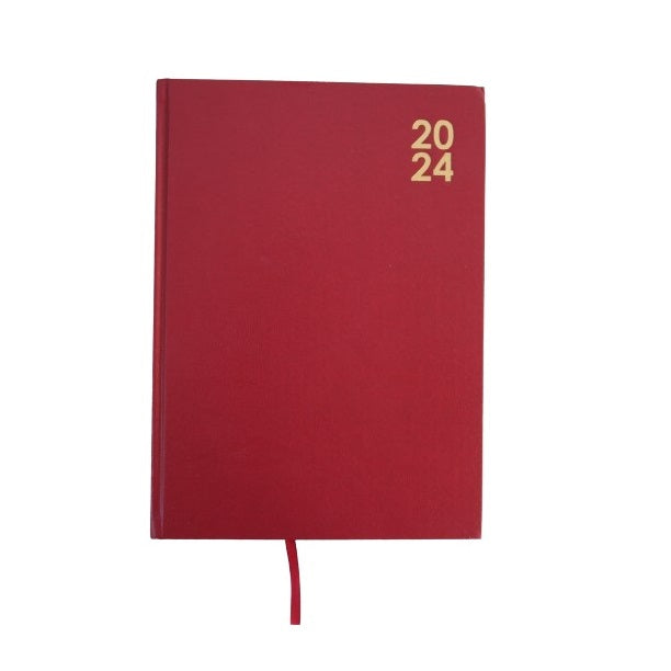 Design Group A4 W-D-T-P Hardback Diary Red BASA24 | Easy to Read | Durable Construction