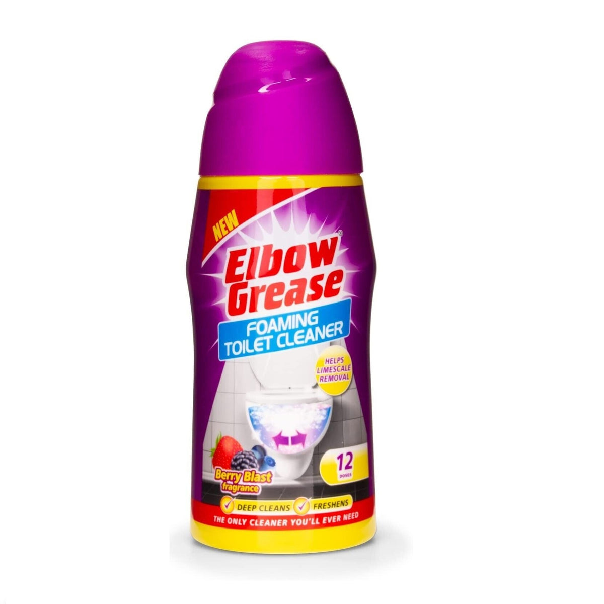 151 Elbow Grease Foaming Toilet Cleaner Purple 500g EG88 | Berry Blast Fregrance | Helps Limescale Removal | Deep Cleans | Freshens | 12 Doses | Powerful Foaming Action