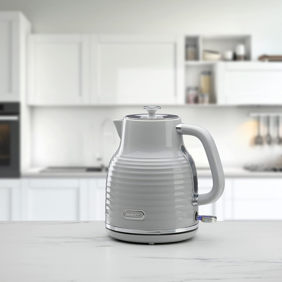 Daewoo Sienna Collection 3KW Rapid Boil Jug Kettle Grey 1.7Ltr SDA2481 | Removable Filter | Power Indicator | Auto Shut Off | 360 Degree Swivel Base
